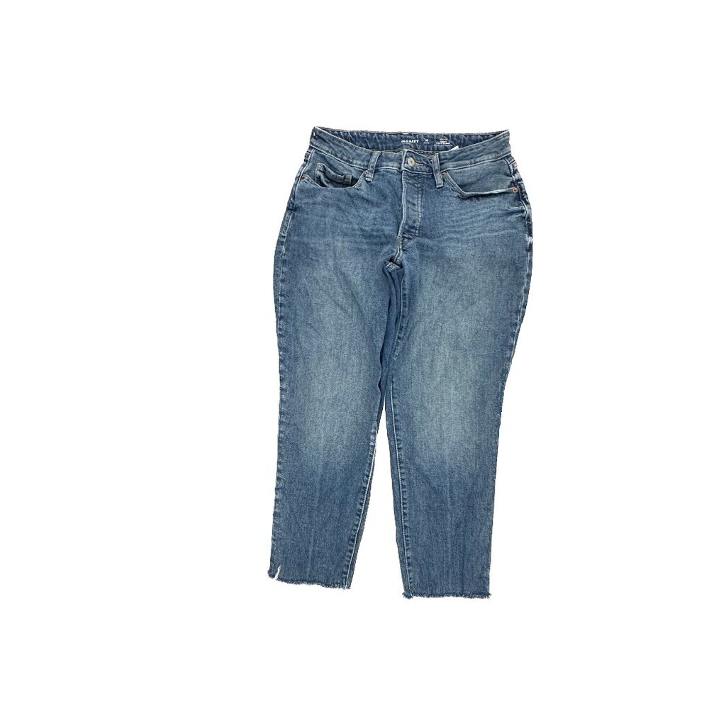 Old Navy High Rise Curvy Raw OG Straight Button Fly Raw Hem Women size 10P Jeans